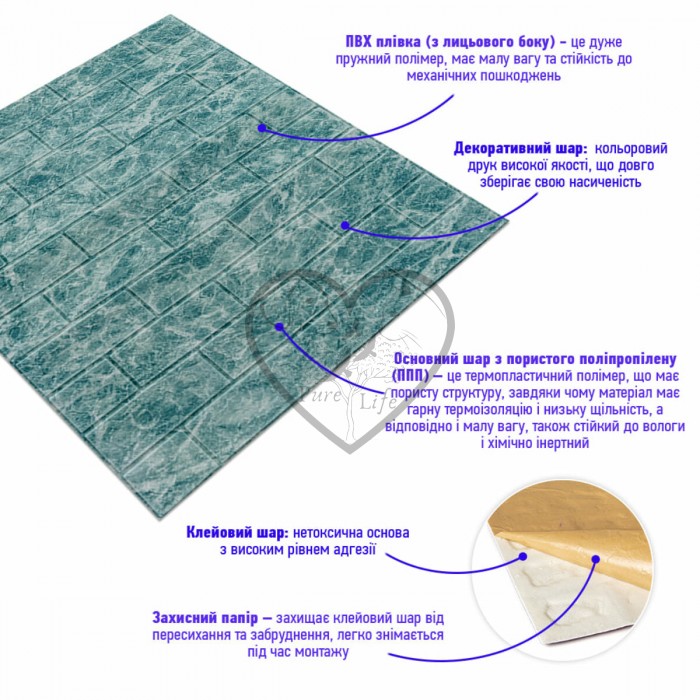 Декоративна 3D панель самоклейка 700х770х5мм Глибоке море (цегла) (067) SW-00000170 Декоративна 3D панель самоклейка 700х770х5мм Глибоке море (цегла) (067) SW-00000170