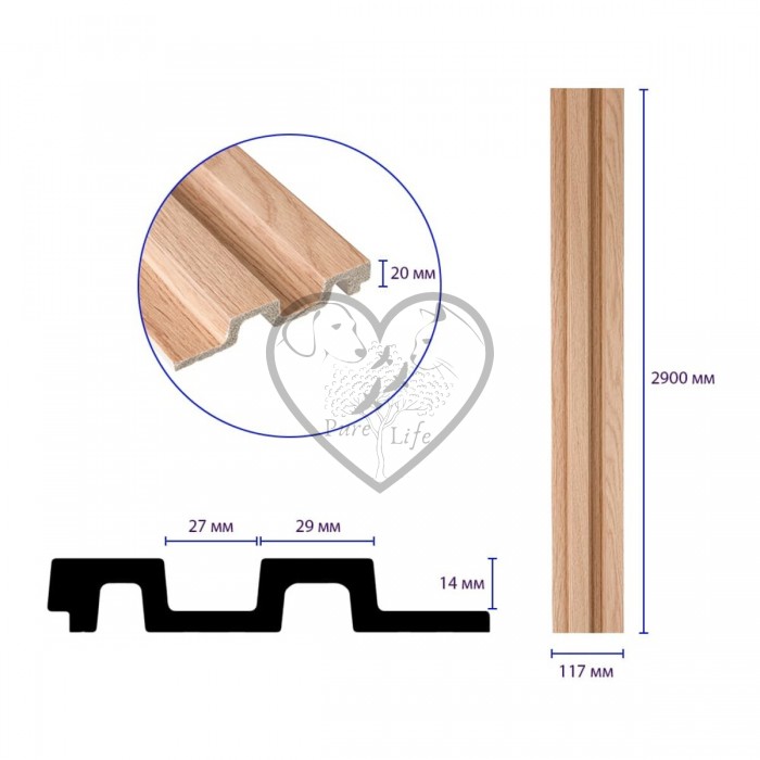 Рейка декоративна PS 2900х117х20мм Бук SW-00002145- Рейка декоративна PS 2900х117х20мм Бук SW-00002145-